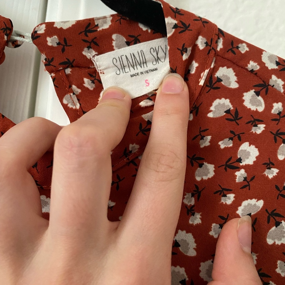 Sienna Sky Brown Ruffled Peplum Blouse - Picture 2 of 2